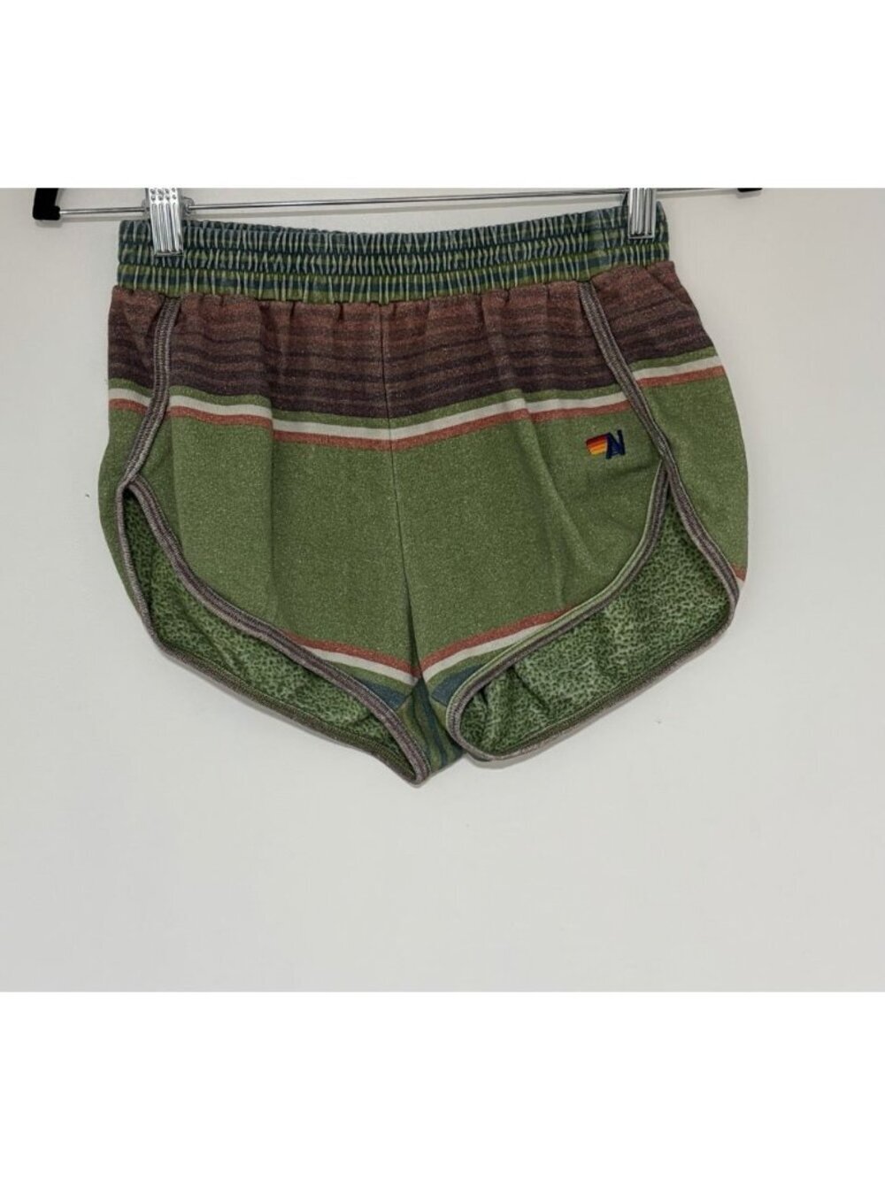 Aviator Nation Green Tulum Rainbow Jogger Shorts Size XS - Picture 2 of 8